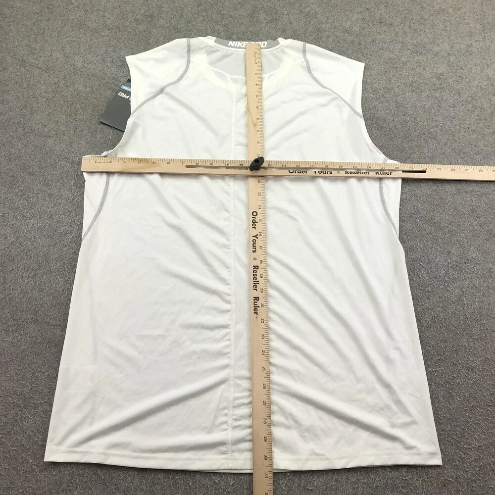 Nike Tank Top Mens XL White Pro Fitted Sleeveless Training Running Gym Athletic
